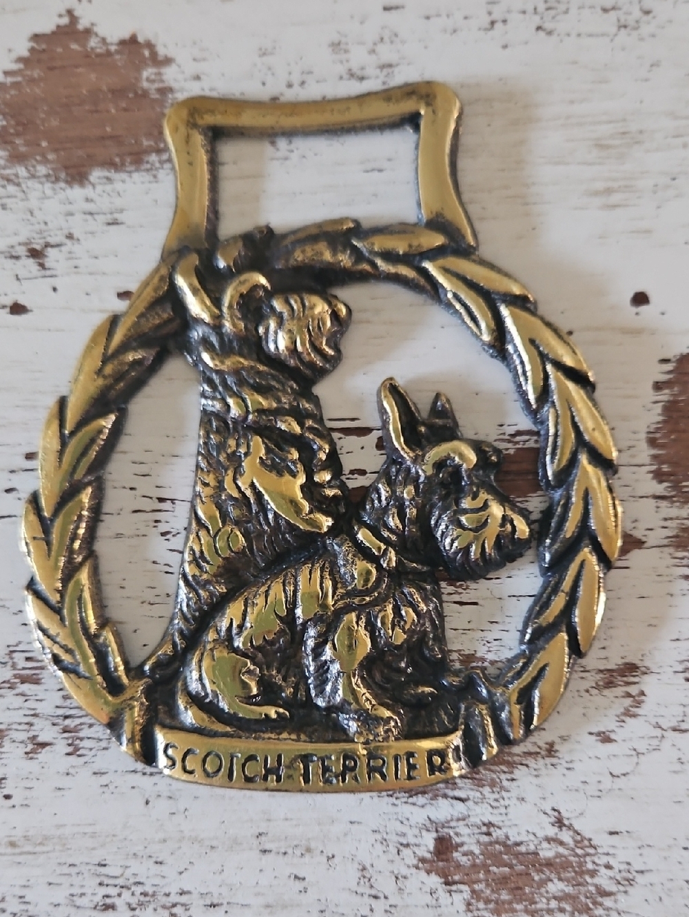 Vintage Scotch Terrier Horse Brass